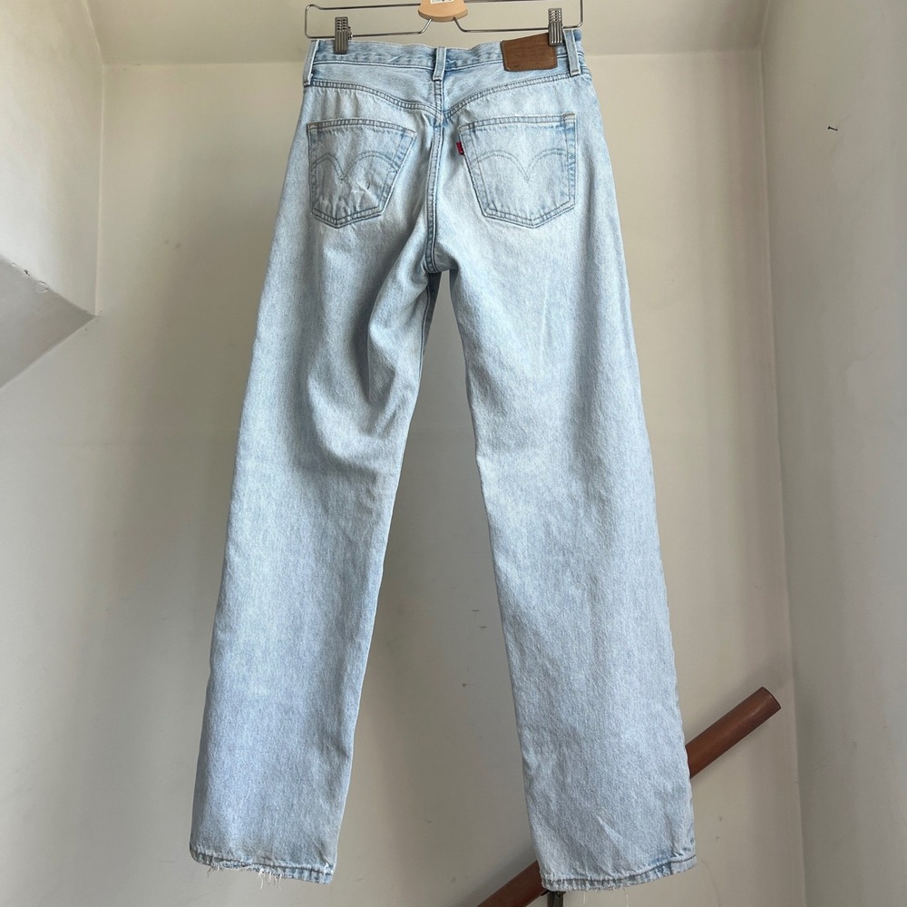 Levi's Premium 501 Original Fit Jeans W26 Light Wash Straight Leg Denim Cotton